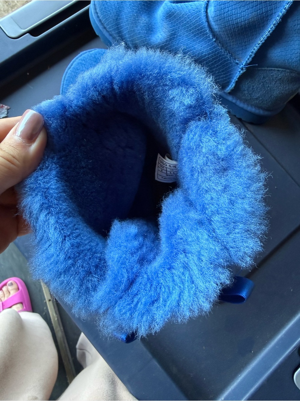 UGG Royal Blue Bow Shearling Boots - Picture 3 of 4